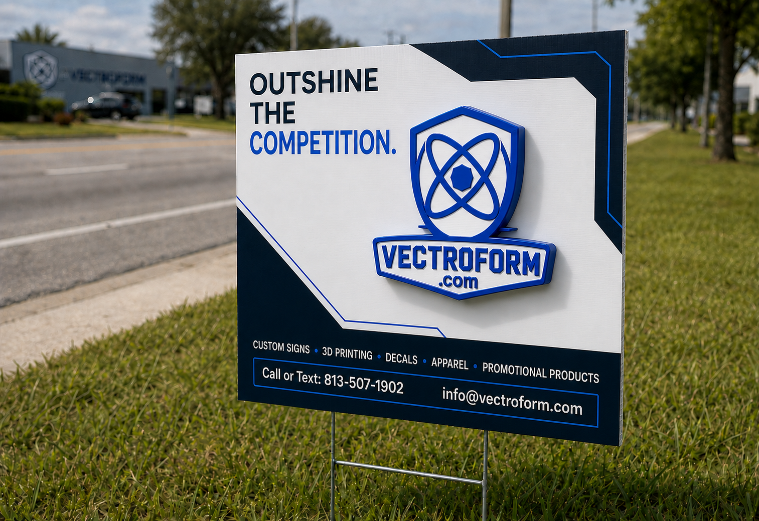 Vectroform custom business yard sign with a dimensional logo treatment